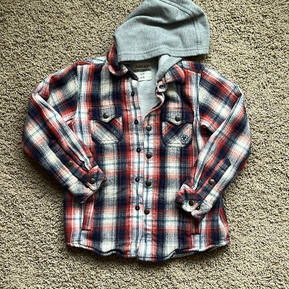 Boys Ariat Flannel Hooded Jacket